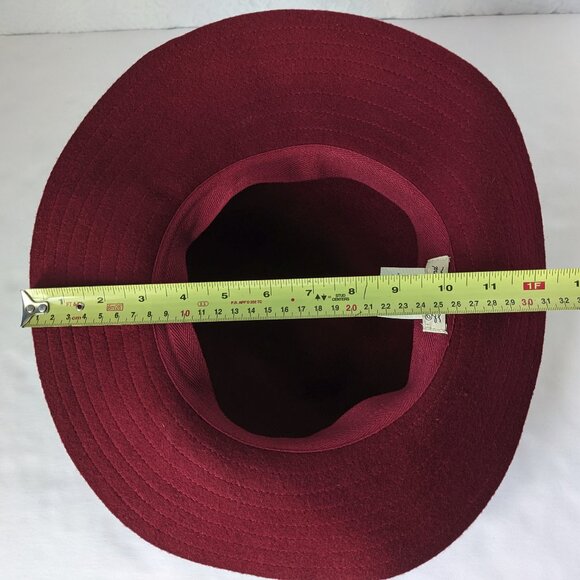 LUCKY Brand 100% Wool Felted Fedora Brimmed Hat Burgundy - Picture 7 of 8